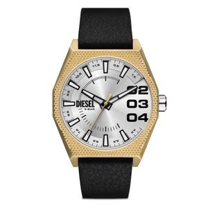 Diesel SCRAPER DZ2219 Gold Case Black Leather Strap Watch